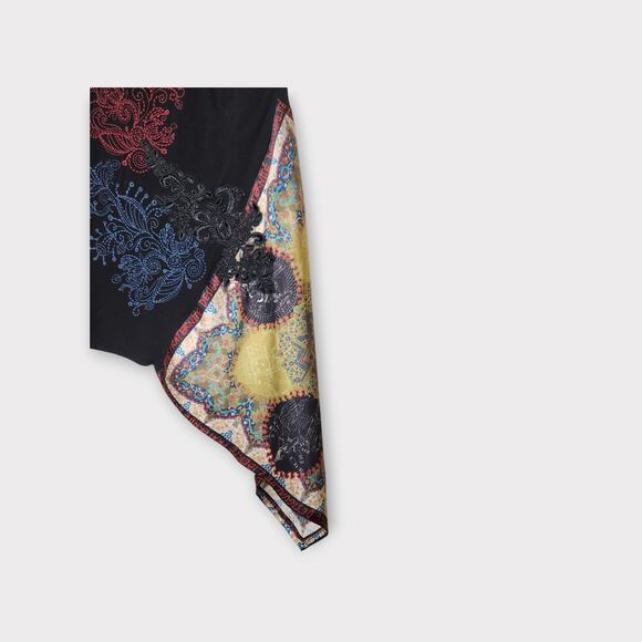 Desigual Womens Asymmetrical Floral Blouse M Graphic Artsy Statement Print Top - Picture 4 of 10